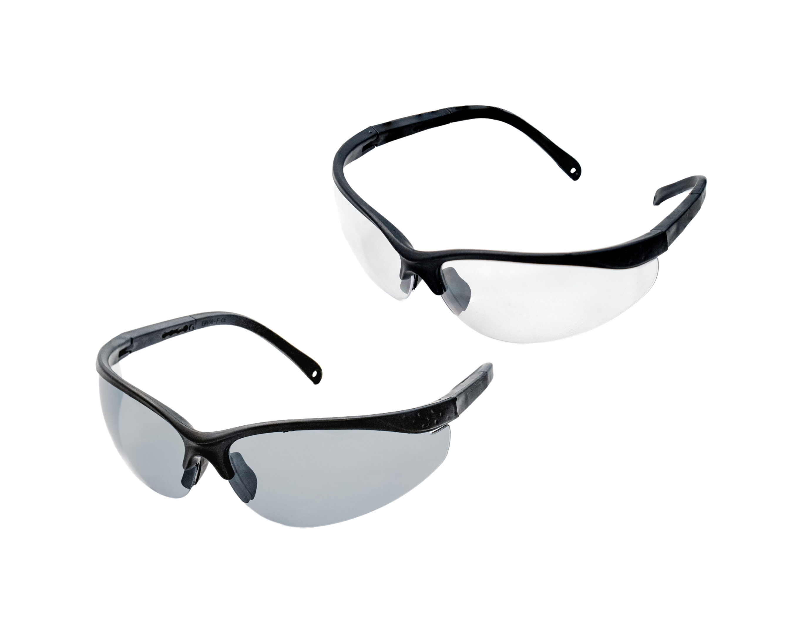 503 PPE CL-001 Safety Glasses, tinted and clear on a white background