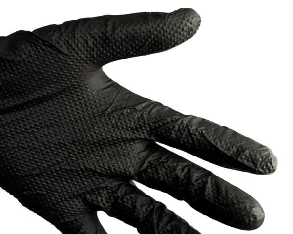 10 mil Pure Nitrile Gloves with Extended Cuff, showcasing their diamond texture for added grip