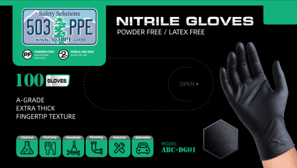 Black Nitrile Gloves - 7Mil